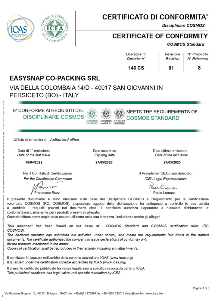 Icea organic cosmetic easysnap single-dose