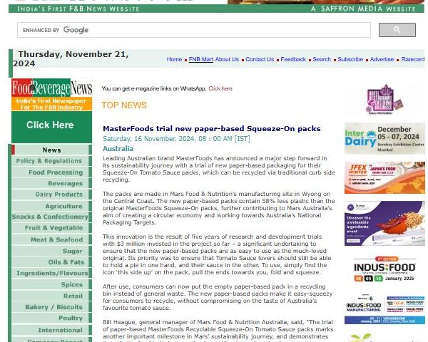 FnBnews Masterfoods Easysnap Technology