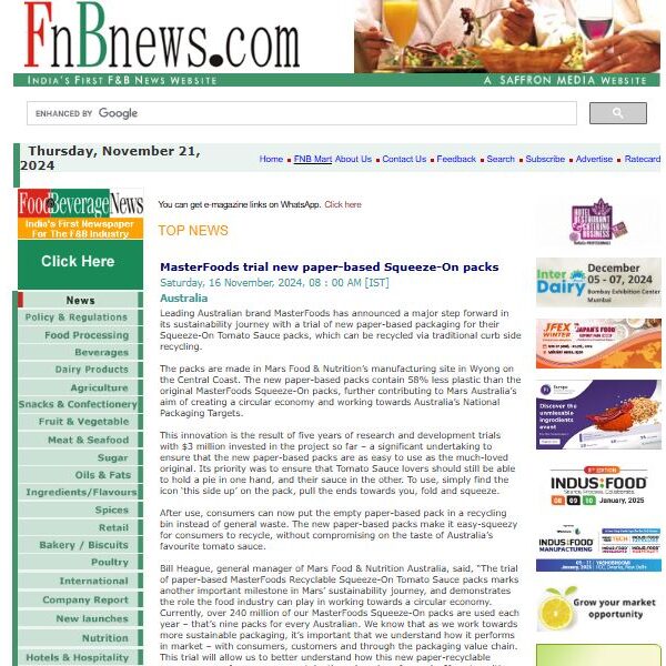 FnBnews Masterfoods Easysnap Technology