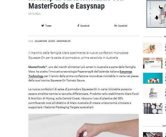 Italia Imballaggio Masterfoods Easysnap Technology