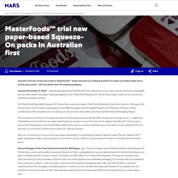 Mars Masterfoods Easysnap Technology
